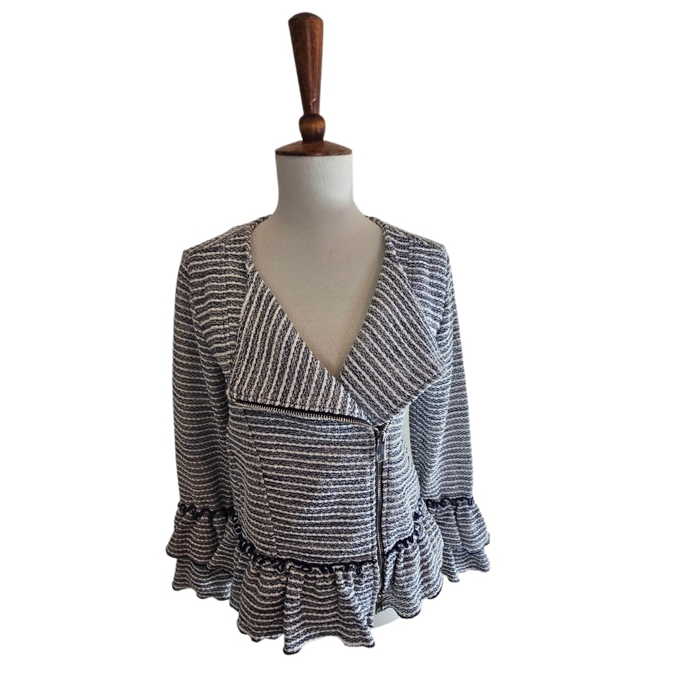 Banana Republic Cotton Tweed Stripe Jacket 0 NWT - Picture 2 of 9